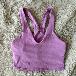 ALO Yoga Pink Lavender V-Neck Racerback Sports Bra